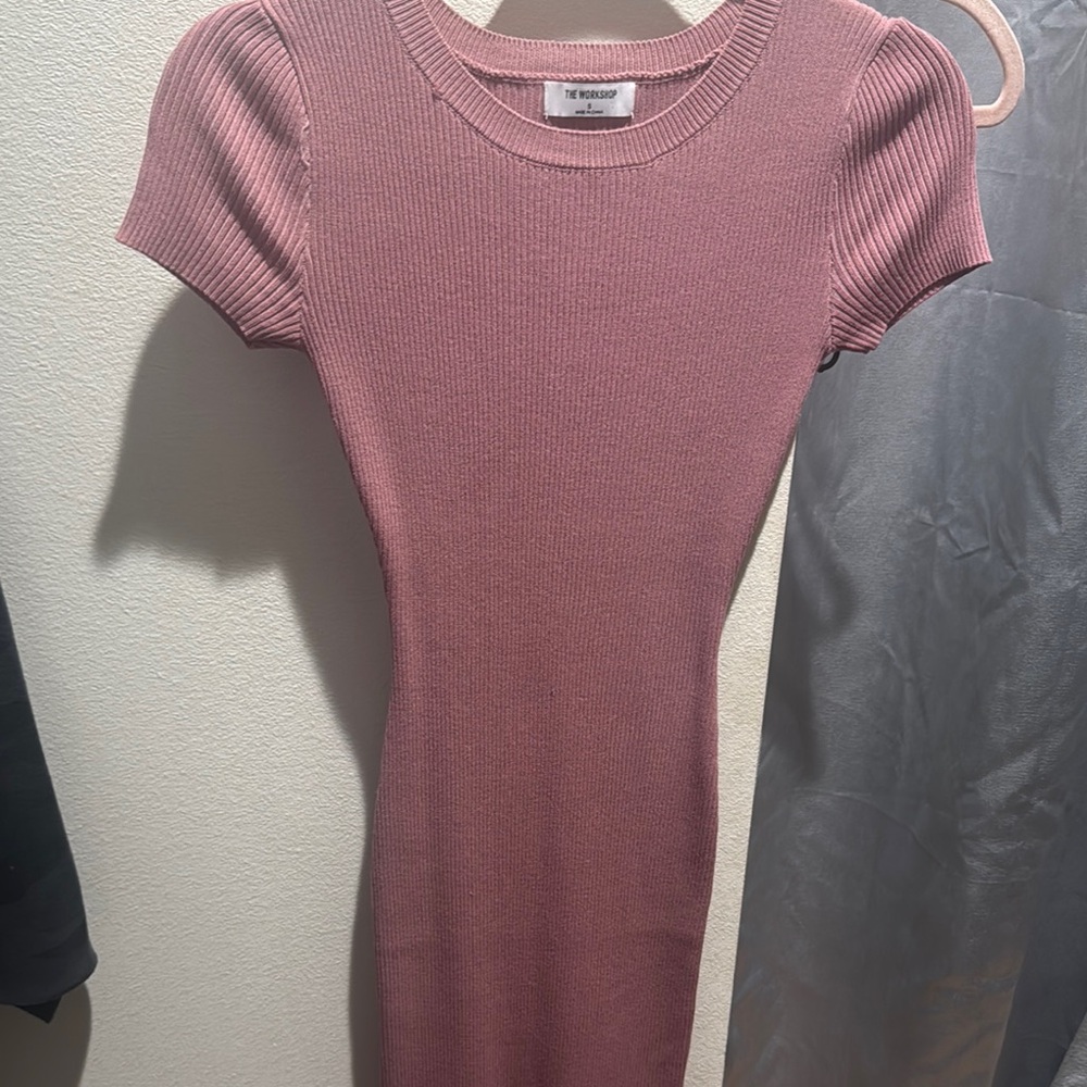 The Workshop ribbed bodycon ss midi dress